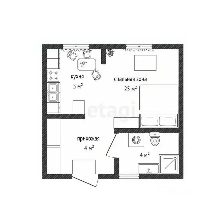 Студия Краснодарский край, Новороссийск Октябрьская ул., 19 (38.9 м) - Фото 1