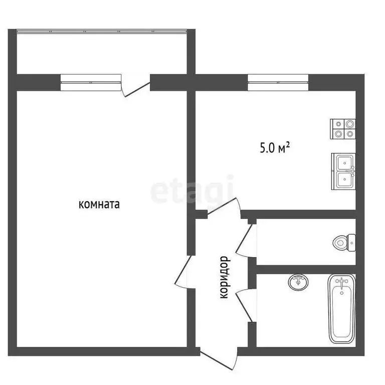 1-комнатная квартира: Алапаевск, улица Чапаева, 26 (35 м) - Фото 0