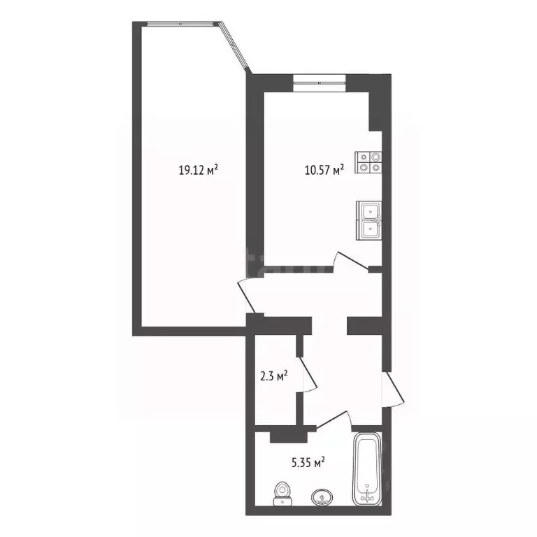1-к кв. Севастополь ул. Александра Маринеско, 1Бк2 (43.7 м) - Фото 2