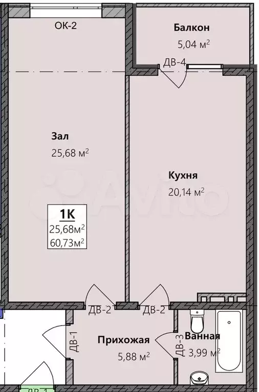 2-к. квартира, 60 м, 8/8 эт. - Фото 0