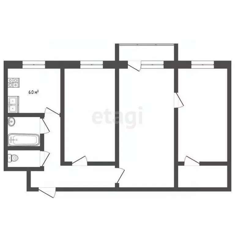 3-к кв. Московская область, Воскресенск ул. Зелинского, 1/8 (57.6 м) - Фото 2