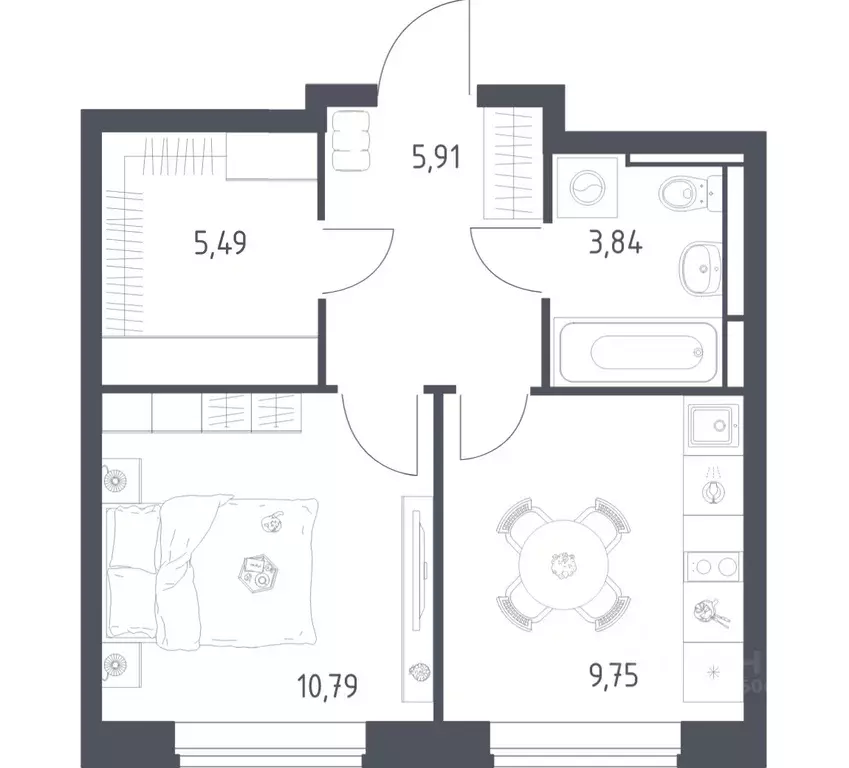 1-к кв. Московская область, Ленинский городской округ, д. Калиновка ... - Фото 1