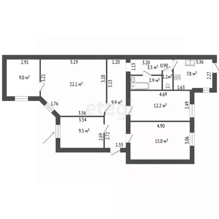 Комната Санкт-Петербург Малая Подьяческая ул., 8 (9.5 м) - Фото 2
