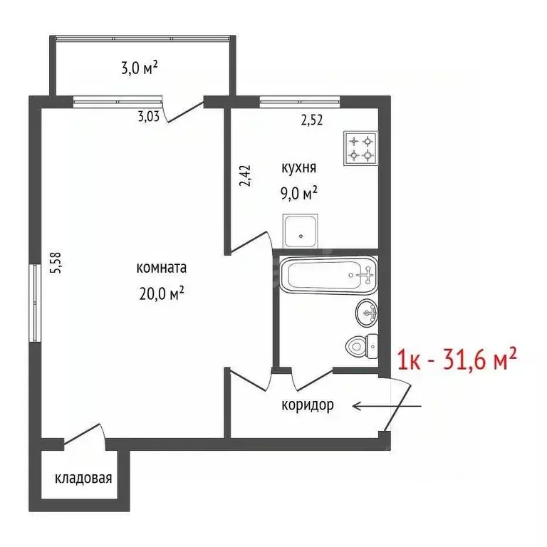 1-к кв. Свердловская область, Екатеринбург пер. Переходный, 2 (31.6 м) - Фото 2