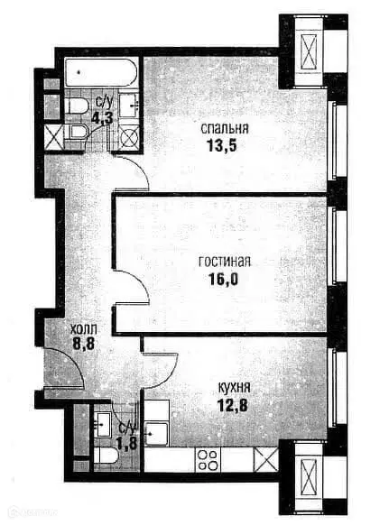 Продаётся 2-к квартира, 58.1 м - Фото 0