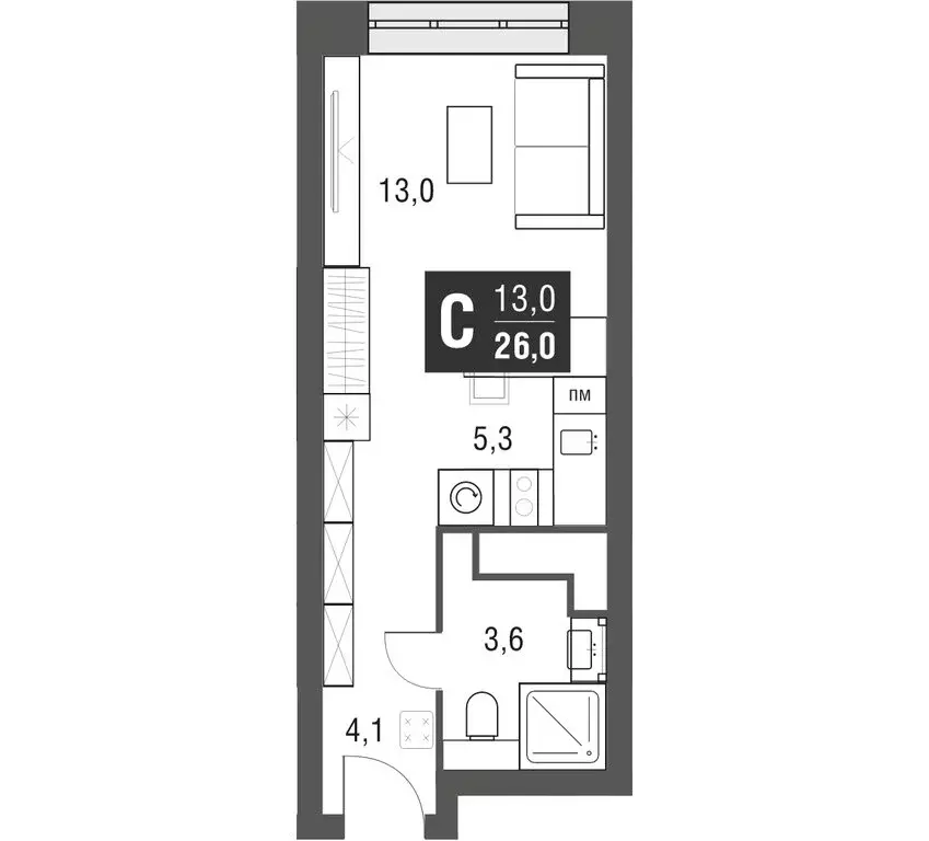 Квартира-студия: Москва, проезд Серебрякова, 11к2 (25.6 м) - Фото 0