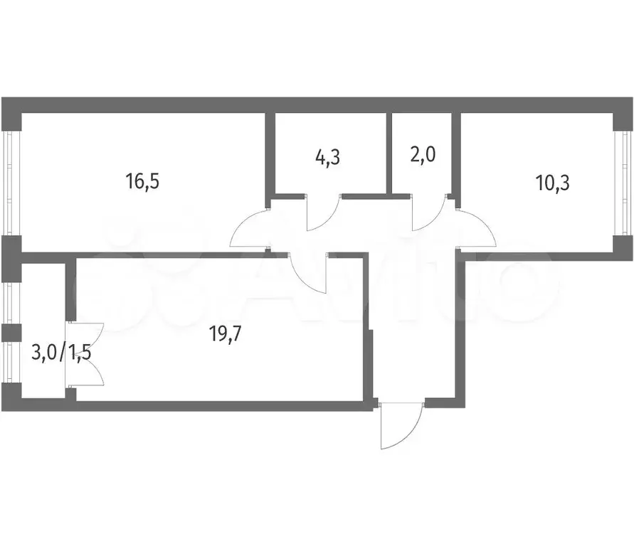 2-к. квартира, 65,1 м, 4/8 эт. - Фото 1