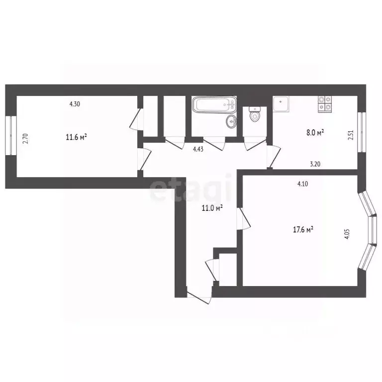 2-к кв. Ямало-Ненецкий АО, Новый Уренгой Восточный мкр, 6/3А (53.0 м) - Фото 2
