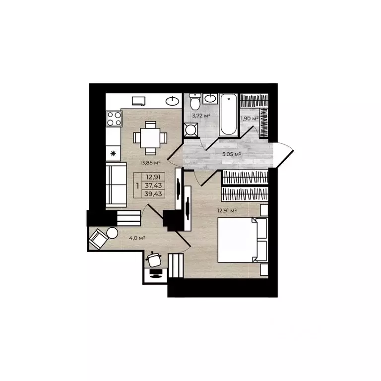 1-к кв. Ярославская область, Ярославль Тормозное ш. (41.11 м) - Фото 1