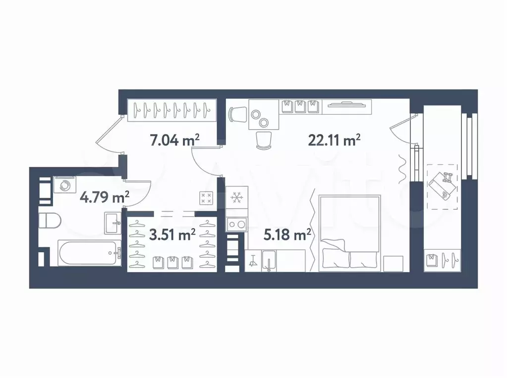 Квартира-студия, 38,8 м, 8/11 эт. - Фото 0