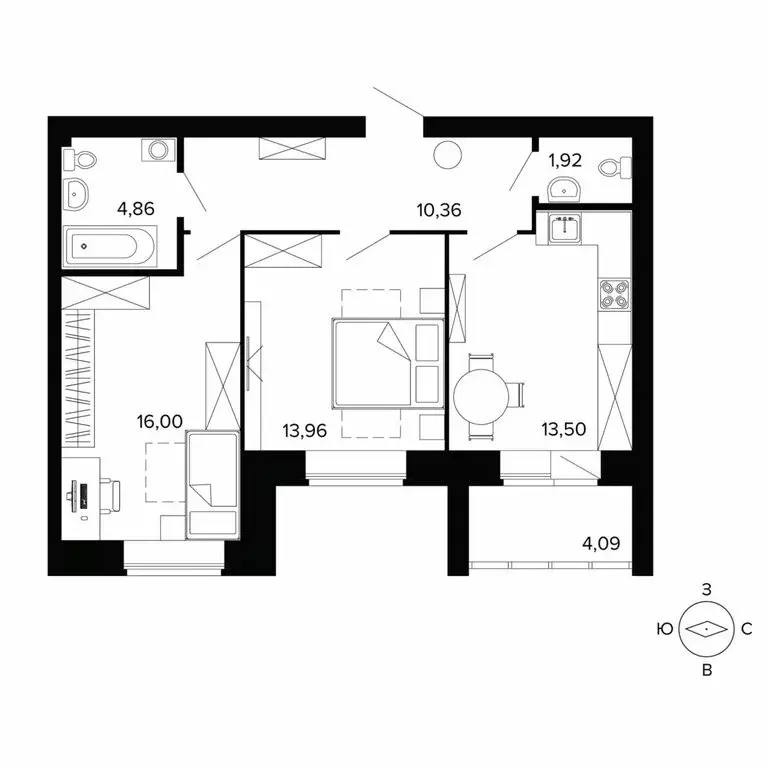 2-комнатная квартира: Берёзовский, улица Победы (65 м) - Фото 1