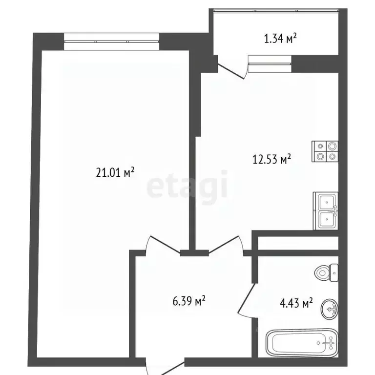 1-к кв. Орловская область, Орел Межквартальная ул., 3 (44.4 м) - Фото 2
