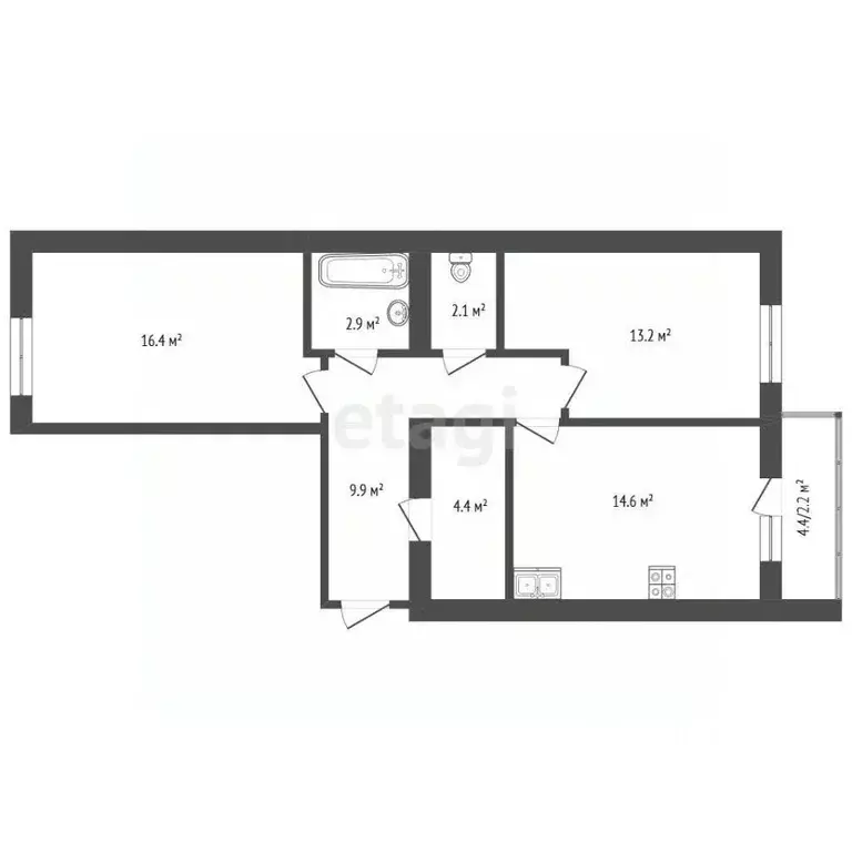 2-к кв. Вологодская область, Вологда Судоремонтная ул., 2Е (63.8 м) - Фото 2