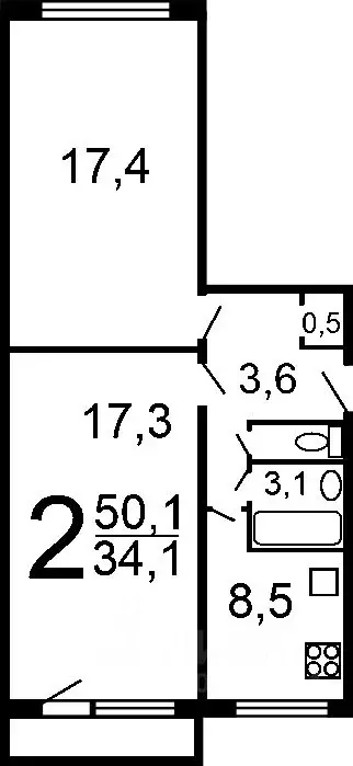 2-к кв. Хакасия, Черногорск ул. Максима Горького, 2 (48.0 м) - Фото 1