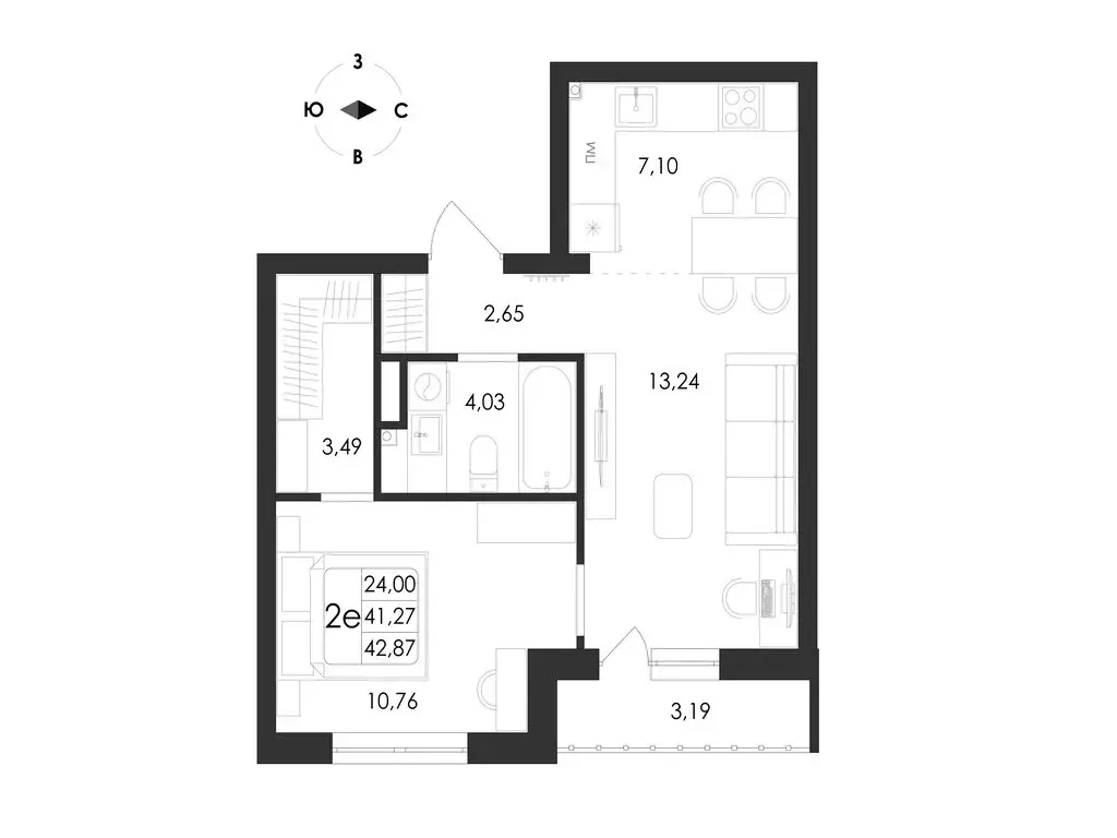 2-комнатная квартира: Воронеж, микрорайон Первое Мая, ЖК Май (42.87 м) - Фото 1