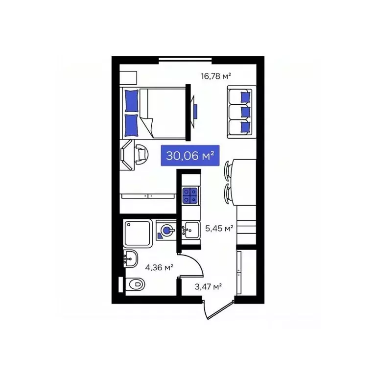 Студия Приморский край, Владивосток Визионер жилой комплекс (30.06 м) - Фото 1