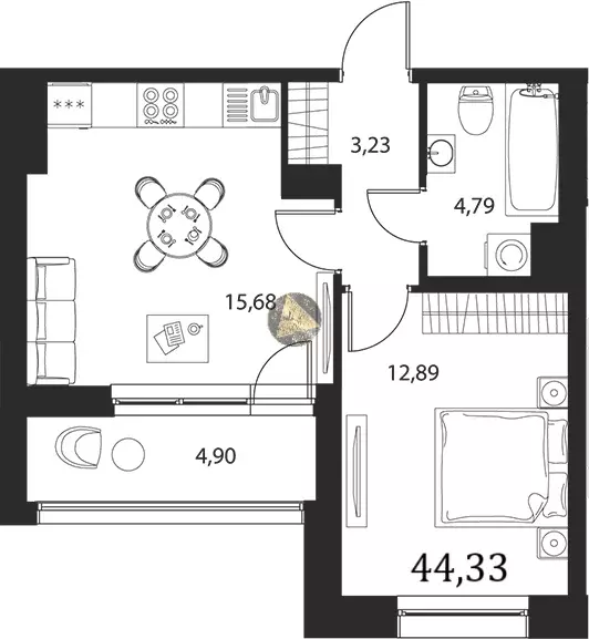 Продаётся 1-к квартира, 44.33 м - Фото 1