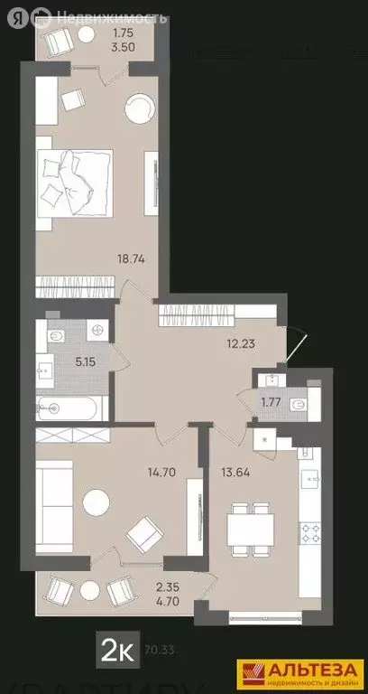 2-комнатная квартира: Светлогорск, Новая улица, 22к2 (70.33 м) - Фото 0