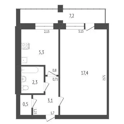 Квартира, 1 комната, 28.6 м - Фото 1