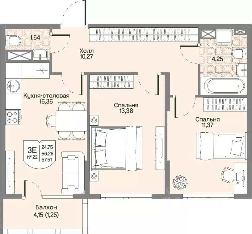 2-к кв. Ленинградская область, Всеволожский район, Бугровское ... - Фото 1