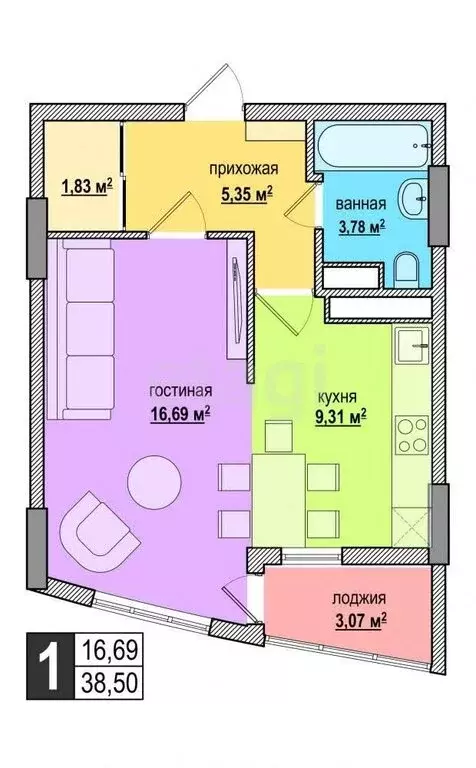 1-комнатная квартира: Уфа, улица Минигали Губайдуллина, 10 (35.7 м) - Фото 0