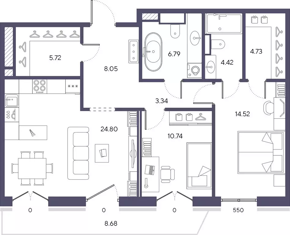 2-комнатная квартира: Санкт-Петербург, 20-я линия Васильевского ... - Фото 1