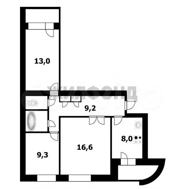 3-к. квартира, 60,1 м, 4/9 эт. - Фото 0