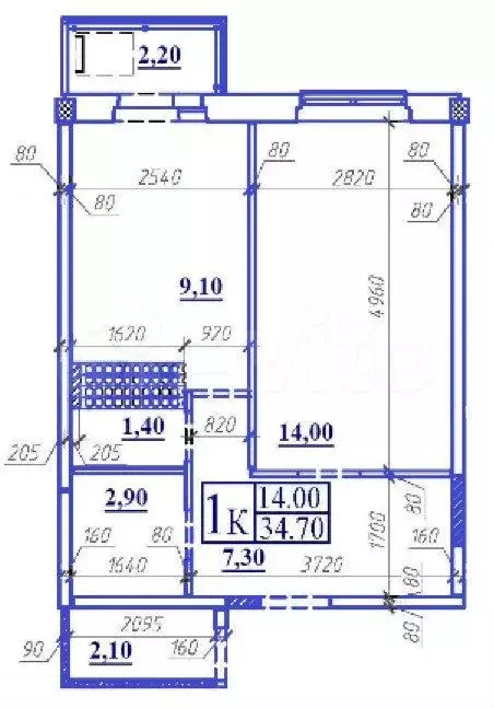 1-к. квартира, 34,7 м, 12/16 эт. - Фото 1