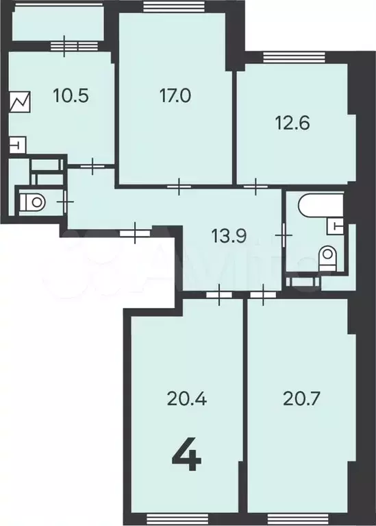 Аукцион: 4-к. квартира, 100,5 м, 23/25 эт. - Фото 0