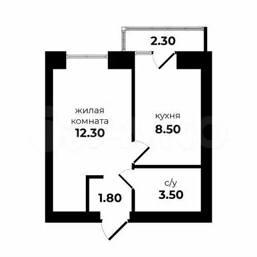 1-к. квартира, 25,6 м, 2/5 эт. - Фото 0