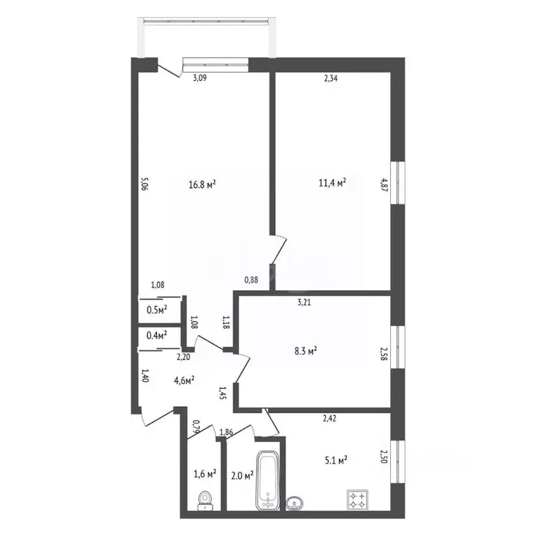 3-к кв. Амурская область, Сковородино ул. Победы, 6 (50.3 м) - Фото 1