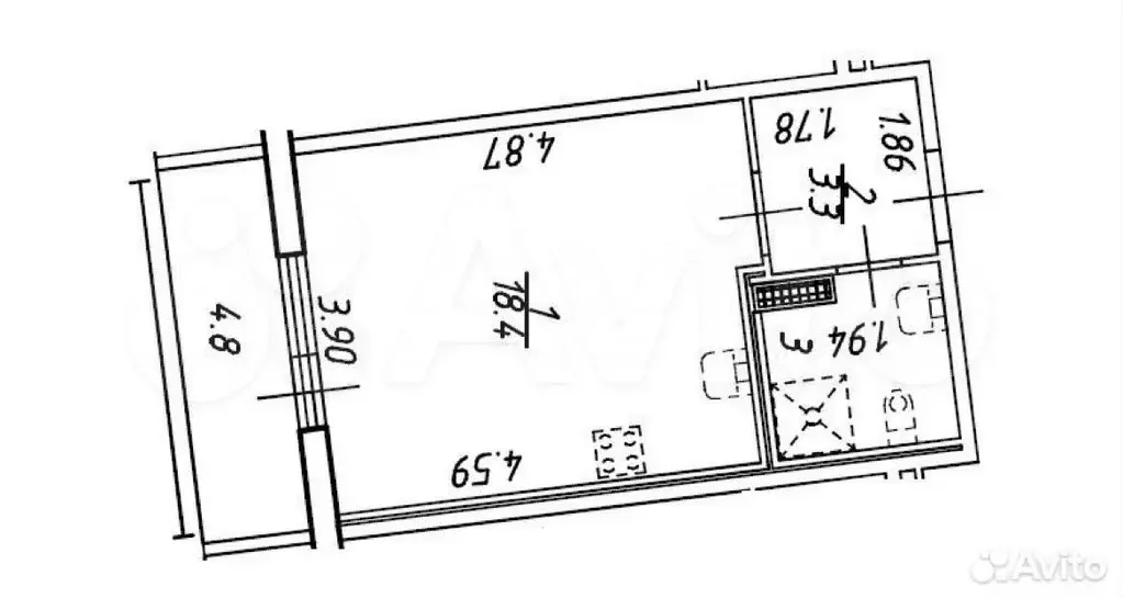 Квартира-студия, 30 м, 5/5 эт. - Фото 0