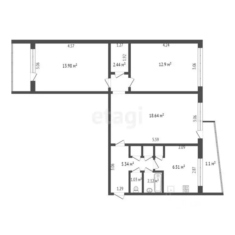 3-к кв. Мордовия, Саранск ул. Воинова, 10 (68.0 м) - Фото 1