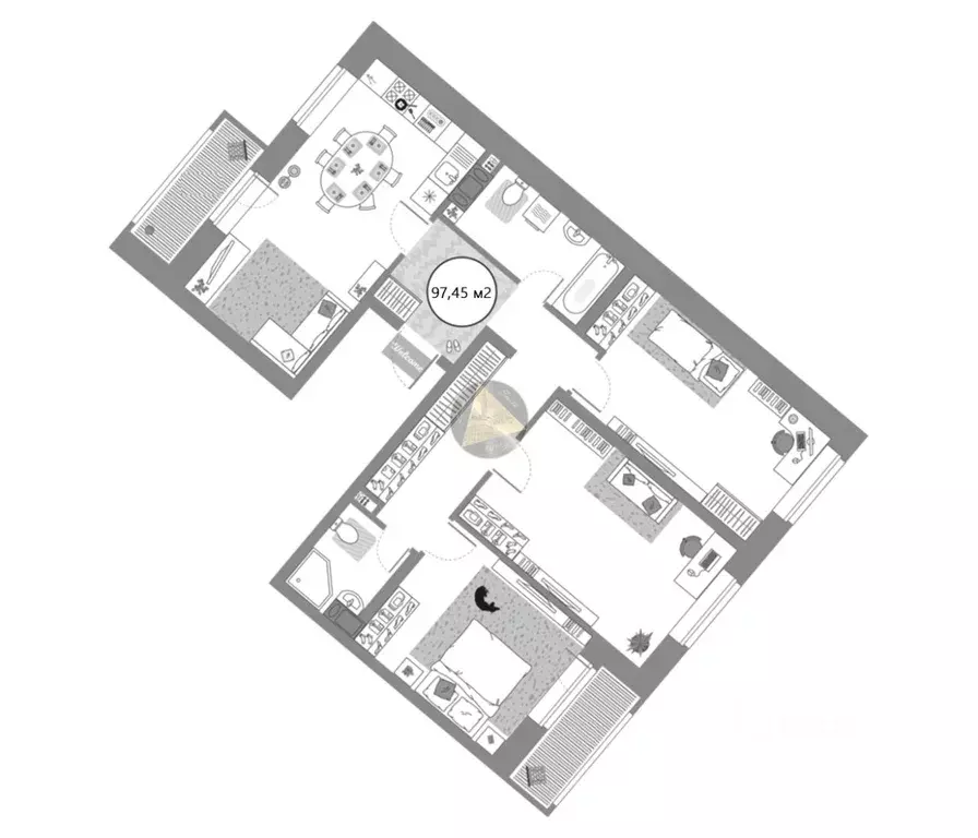 3-к кв. Санкт-Петербург просп. Авиаконструкторов, 54 (97.45 м) - Фото 2