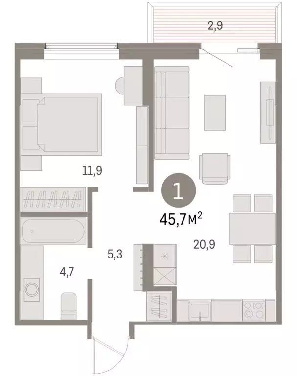 1-комнатная квартира: Курган, жилой район Центральный, ЖК Дом Кино ... - Фото 2