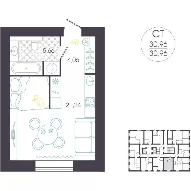 Квартира-студия: Пенза, Колышлейская улица, 7 (30.96 м) - Фото 2