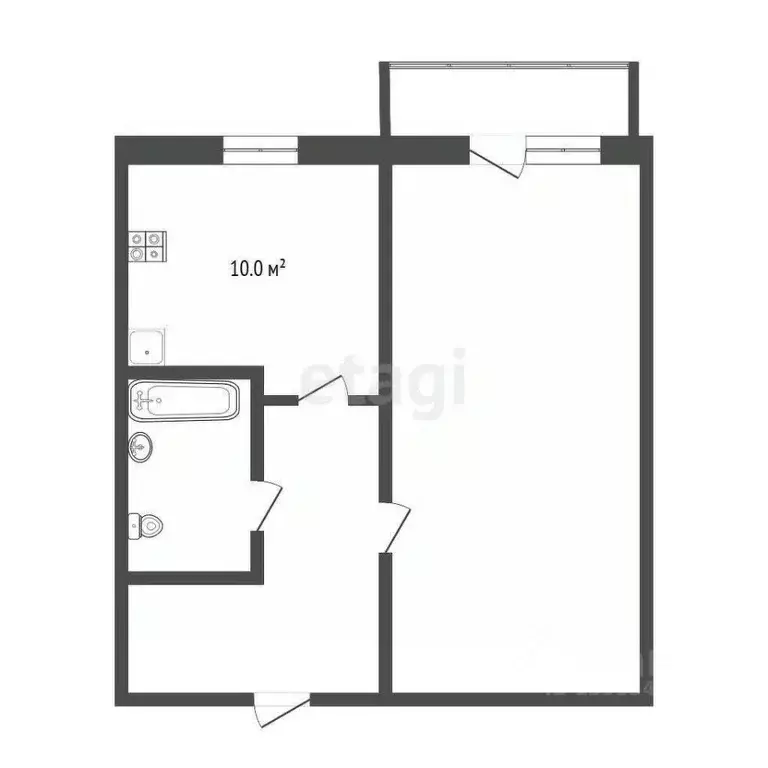 1-к кв. Тюменская область, Тюмень ул. 50 лет Октября, 43 (33.0 м) - Фото 1