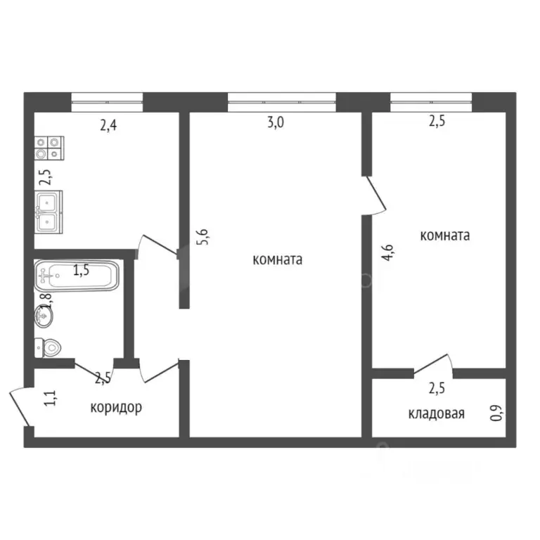 2-к кв. Тюменская область, Тюмень ул. Республики, 187 (43.1 м) - Фото 1