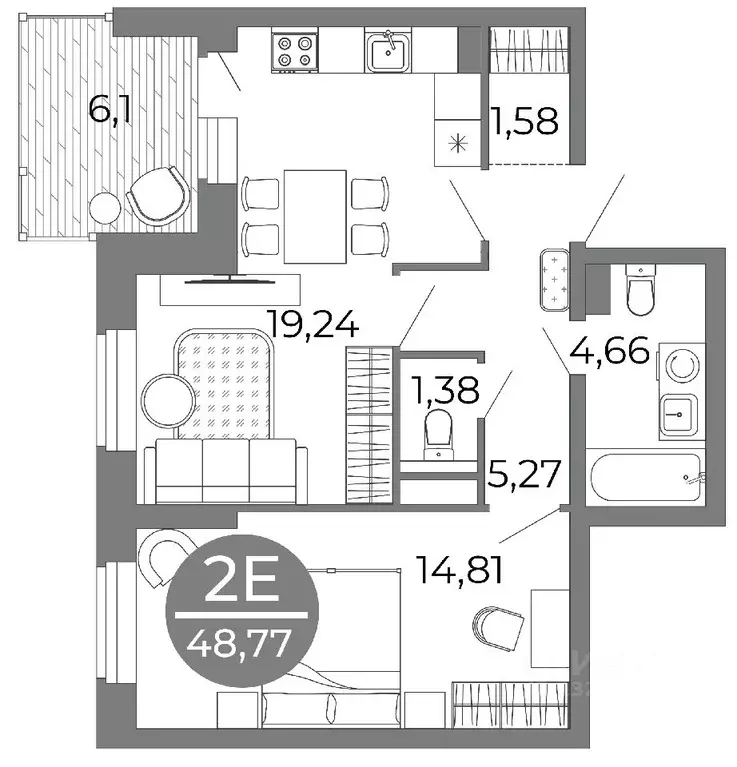 2-к кв. Воронежская область, Воронеж ул. Кривошеина, 13/14 (49.58 м) - Фото 0