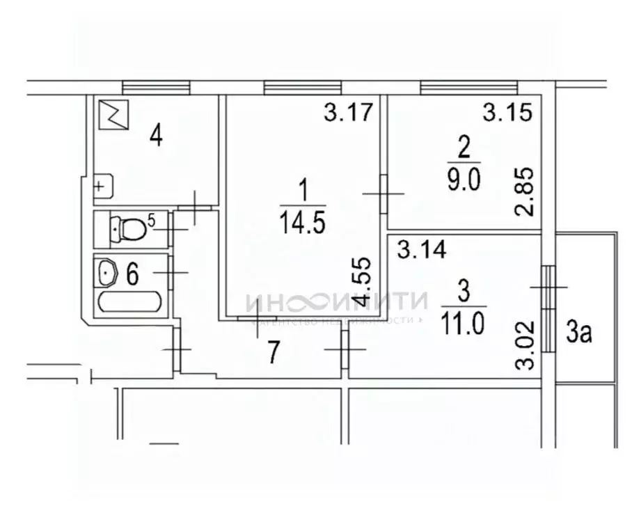 3-к кв. Москва Голубинская ул., 17/9 (49.6 м) - Фото 2