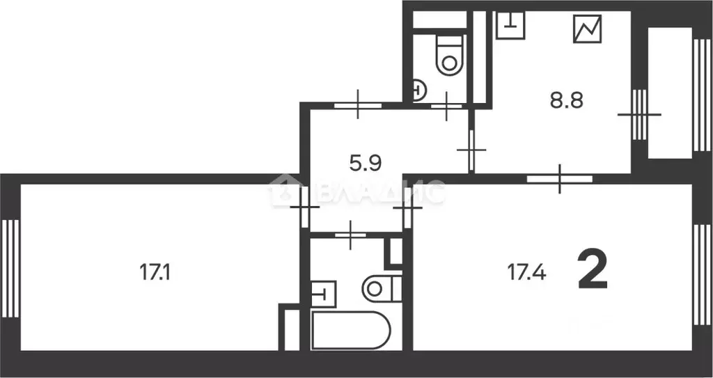 2-к кв. Москва ул. Маршала Еременко, 5к1 (54.0 м) - Фото 2