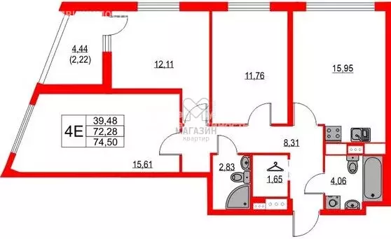 3-комнатная квартира: Санкт-Петербург, Октябрьская набережная, 120 ... - Фото 1