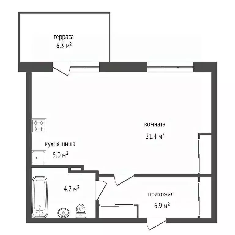 1-к кв. Красноярский край, Красноярск ул. Апрельская, 9А (48.0 м) - Фото 2