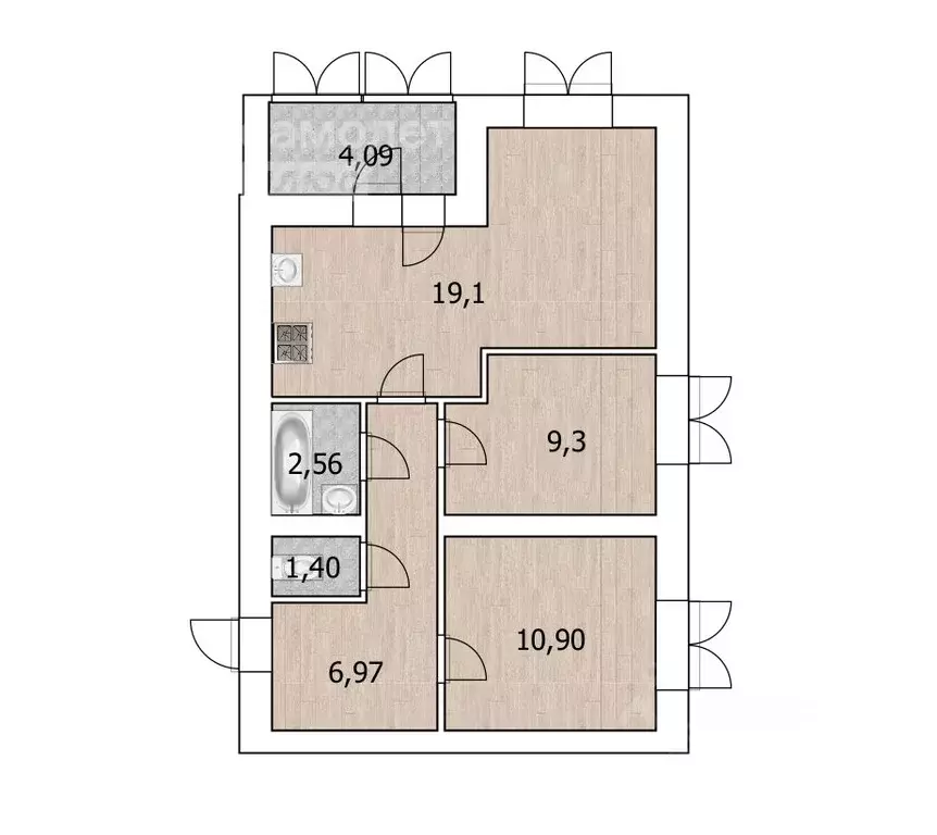 2-к кв. башкортостан, уфа ул. сагита агиша, 17 (55.7 м) - Фото 1