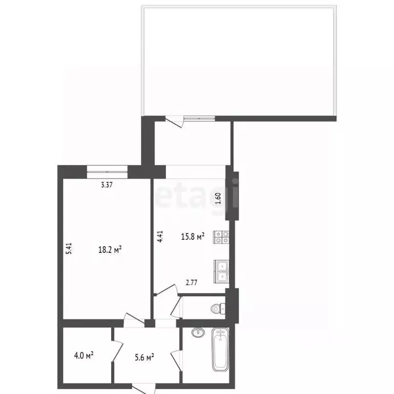 1-к кв. Калужская область, Калуга ул. Поле Свободы, 129 (49.5 м) - Фото 2