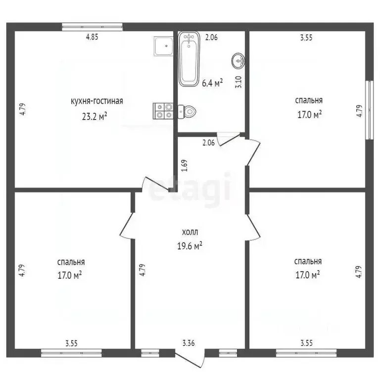 Дом в Ростовская область, Таганрог ул. Кретова, 55 (100 м) - Фото 1