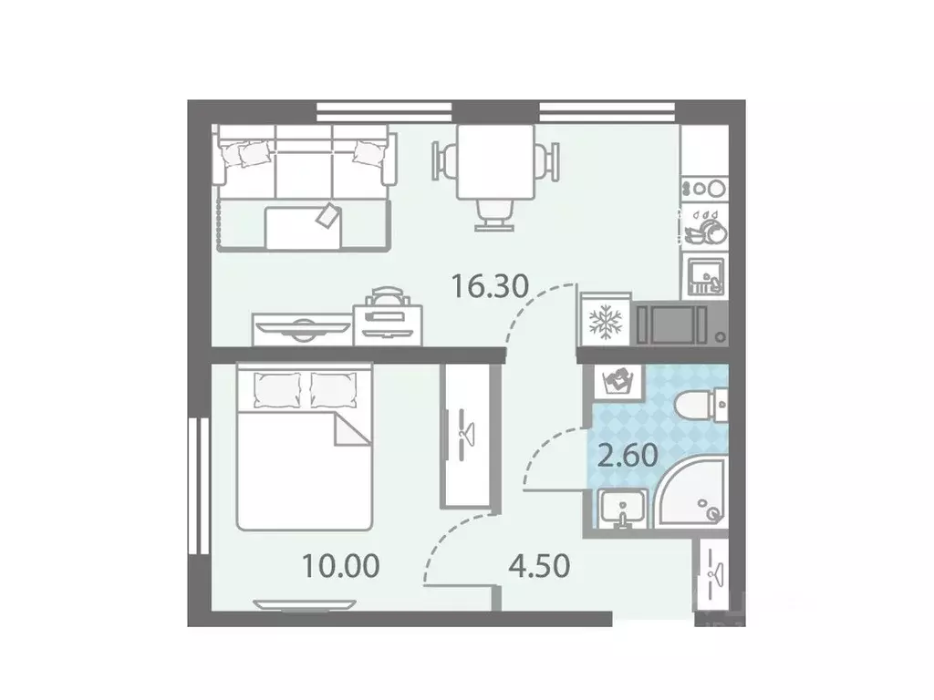 1-к кв. Ленинградская область, Всеволожское городское поселение, пос. ... - Фото 1