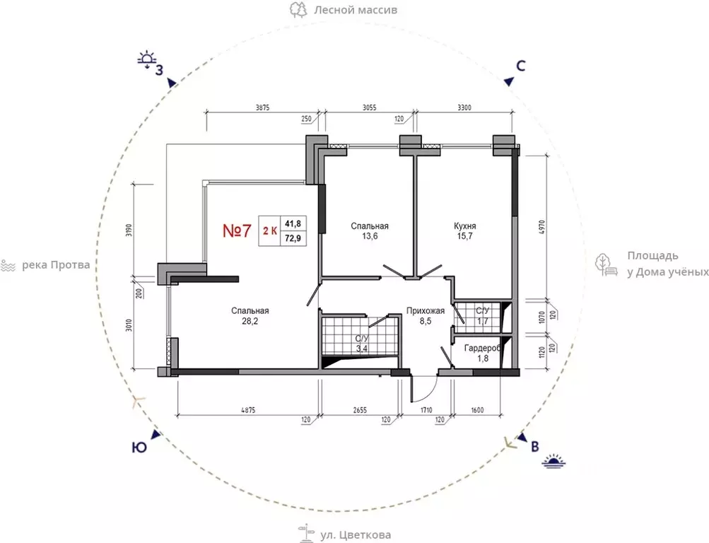 2-к кв. Калужская область, Обнинск ул. Усачева (72.9 м) - Фото 0