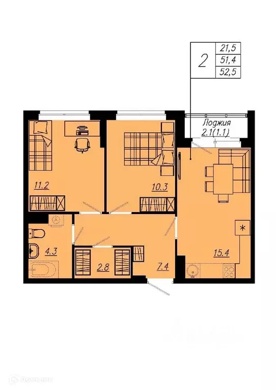 Продаётся 2-к квартира, 50.3 м - Фото 0