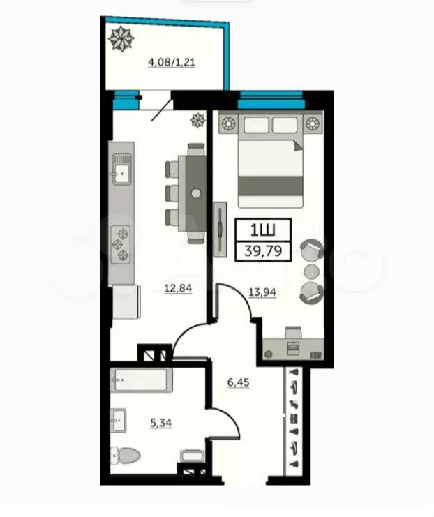 1-к. квартира, 40 м, 4/20 эт. - Фото 0